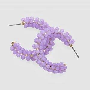 Lavender Beaded Hoop Earrings - Women Jewelry